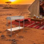 منقل شواء معدني محمول مع رف سفلي (100x30 سم) - كبير