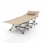 سرير بر قابل للطي – لون بيج مع وسادة