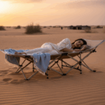 ⁦سرير بر قابل للطي – لون بيج مع وسادة⁩ - الصورة ⁦2⁩